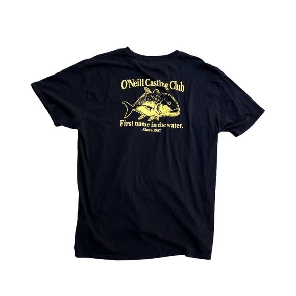 O'NEIL CASTING CLUB Fly Fishing Standard Fit T Shirt Mens XL Black Pocket Cotton - Picture 1 of 6